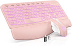 SABLUTE Wireless Keyboard and Mouse Combo, Ergonomic Wave with Wrist Rest by SABLUTE