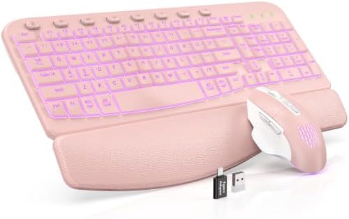 SABLUTE Wireless Keyboard and Mouse Combo, Ergonomic Wave with Wrist Rest by SABLUTE