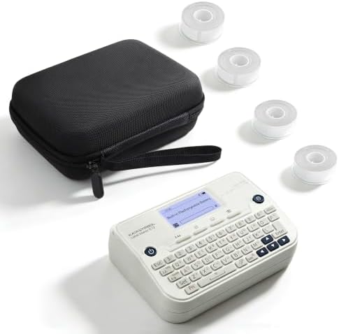 SUPVAN E12 Keyboard & Bluetooth Label Maker with 4 Tapes & Case, White by SUPVAN