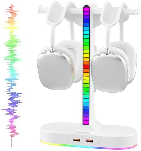 Dual Headphones Stand with Charger for Men, Headset Holder Stand for Desk by ALACOO