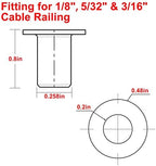 BLIKA 150 Pack Stainless Steel Protector Sleeves for 1/8" 5/32" or 3/16" Deck Cable Railing, for Wood/Composite Posts, T316 Marine Grade - Image 2