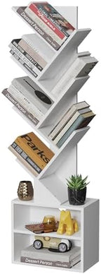 SUNMORY 6 Tier Tree Bookshelf, Tall Small Bookcase with Storage Cabinet by SUNMORY