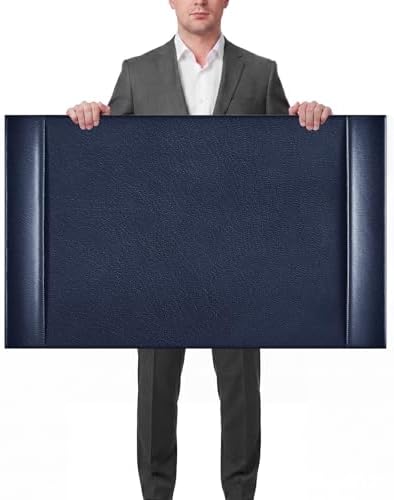 Leather Desk Pad Protector with Side Rails, Blue, 30 x 18 Inch by Saysurey