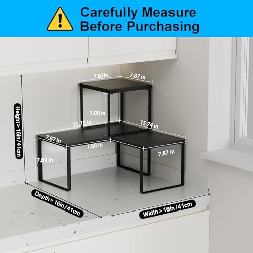 Golener Countertop Shelf, Kitchen Counter Organizer, Adjustable, Stackable - Image 2