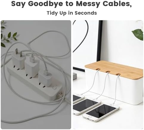 2 PCS Large Cable Management Box – Wooden Style Cord Organizer and Cover - Image 7