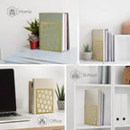 Gold Geometric Honeycomb Metal Bookends - Book Ends for Shelves - Decorative Modern Heavy Duty Bookend Stopper - Book Ends for Heavy Books - Home Office Book Holder - 2 Pair, 6x3.25x6.25 in - Image 6