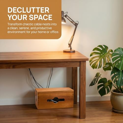 Cable Management Box,Cord Organizer Hide Desk Floor Wires,Home Office,Wood - Image 7