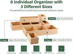 Kootek 6Pcs Bamboo Drawer Organizer 3-Size Kitchen Storage Box for Flatware - Image 2
