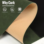 HAUTOCO Cork Desk Mat 48''x19.7'', Distressed PU Leather & Cloth Desk Pad - Image 3