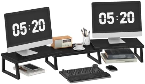 HOOBRO Dual Monitor Stand Riser, Computer Monitor Stand for PC, Black by HOOBRO