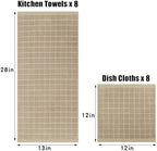 Homaxy Cotton Terry Kitchen Towels and Dishcloths Set of 16, Tan - Image 4