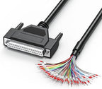DB37 Female Breakout Cable, D-Sub 37 Pin to Bare Wire Open End Cable with Labeled Wires, 26AWG 6.6FT Multicore Cable with Terminals for CNC, PLC, Industrial Control by JUXINICE
