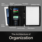 Zippered Business Portfolio for Men & Women - Full-Size Letter/A4 Padfolio Folder - Fits Legal Pad & 11" Tablet - 2-Inch Zip Spine, Vegan Leather, Black - Image 2
