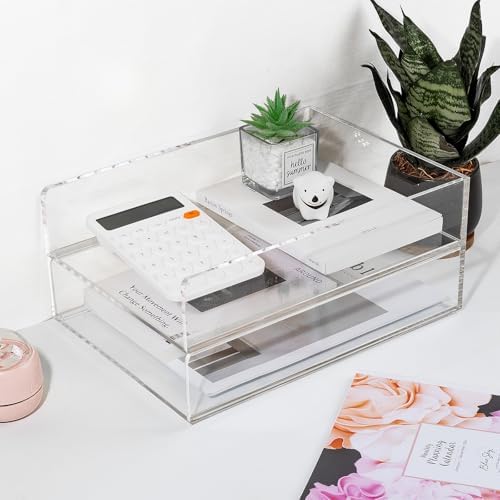 2 Pack Acrylic Paper Tray Organizer for Desk Clear File Organizer,Acrylic Desk Organizers and Accessories Sorter,Perfect for File Paper, Ipad, Letter, A4 Office File, Books, Notes.(Vertical) - Image 7