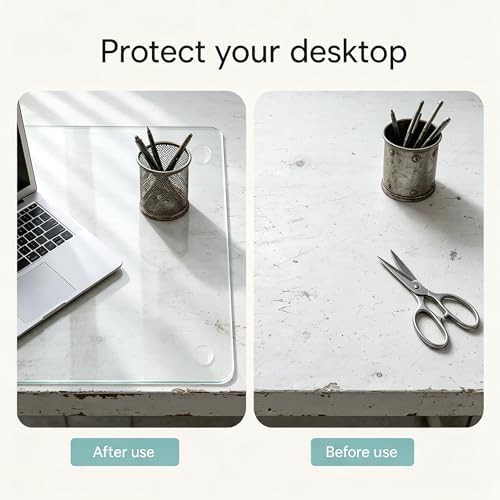 20 x 32 inch Dry Erase Desk Mat, Tempered Glass Desk Pad, Clear Desk Matt for Desktop, Desk Mat Clear, Glass Top for Desk, Desk Top, Smooth Glass Desk Mat for Writing, Gaming, Office & Daily Use - Image 3