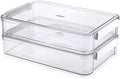 BTSKY 2 Pack Plastic Storage Containers with Lids, Portable Project Case Document Organizer Stackable Plastic File Storage Box for A4 File Paper Documents Scrapbook Art Supplies&Crafts(Big, White) by BTSKY