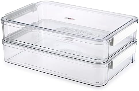 BTSKY 2 Pack Plastic Storage Containers with Lids, Portable Project Case Document Organizer Stackable Plastic File Storage Box for A4 File Paper Documents Scrapbook Art Supplies&Crafts(Big, White) by BTSKY