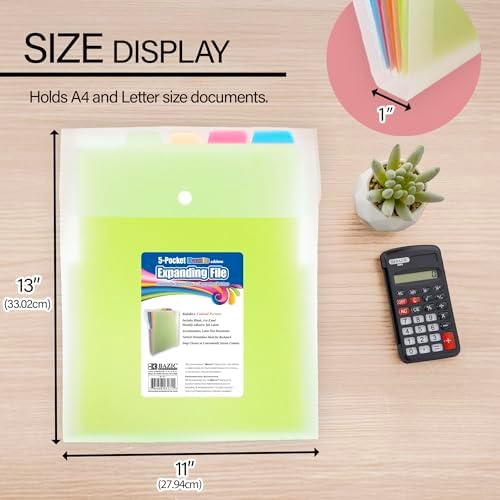 BAZIC Products 5-Pocket Poly Expanding File, Letter Size, 4-Pack - Image 2