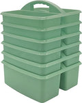Teacher Created Resources Eucalyptus Green Portable Plastic Storage Caddy 6-Pack for Classrooms, Kids Room, and Office Organization, 3 Compartments by TeacherCreatedResourcesOS