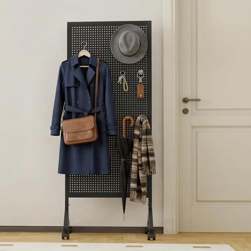 Metal Pegboard Display Stand 2 x 4.9 Feet, Adjustable Height with 40 Peg Board Hooks and Wheels, pegboard Display Rack, Craft Display Rack, Retail Display Rack, Garage Peg Board - Image 6