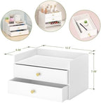 Wisuce Bamboo Desk Organizer with Drawers for Tabletop Storage (White with 2 Drawers) - Image 2