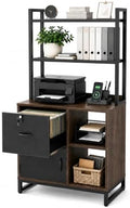 Homieasy Vertical Filing Cabinet with Bookshelf for Home Office, Walnut by Homieasy