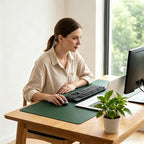 Leather Desk Mat, Office Writing Desk Pad, Large 20" x 40" Dark Green, for Top of Desks, Gift Ready Elegant Computer Desk Cover Protector PU Leather - Image 2
