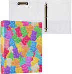 Colorful Sweet Jelly Bears Round Ring Binders Gummy Candies 1.5 Inch 3 Ring Binder with Clipboard Holds 200 Sheets Office Home School - Image 3