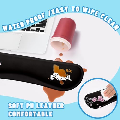 Cherry Blossom Desk Mat Set Oriental Black Zen Art Mouse Pad with Wrist Rest 4in1 Desk Mat for Desktop Ergonomic Computer Desk Arm Wrist Anti-Slip Computer Ergonomic Mouse Pad Home Office Gaming - Image 5