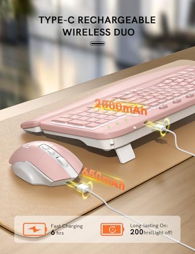 SABLUTE Wireless Keyboard and Mouse Combo, Ergonomic Wave with Wrist Rest - Image 6