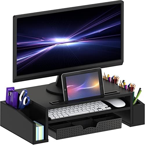 Simple Houseware Desk Monitor Stand Riser w/ Adjustable Tray, Black by SimpleHouseware