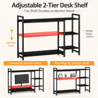 Snughome Adjustable Desk Shelf with Monitor Stand, 38.6" Desktop Organizer Hutch, Height Adjustable Computer Monitor Riser & 4 Tier Storage Bookshelf for Home Office Dorm, Black - Image 4