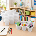6 Pack Classroom Caddy With Handle for School Supplies, Clear - Image 6
