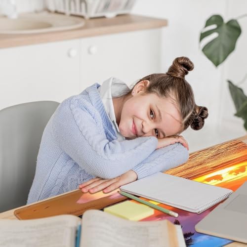 Heated Mouse Pad Hand Warmer, Warm Desk Pad Mousepad Desk Mat with 3 Levels Heating and Auto Shut Down 31.5 x 13 inch PU Leather Warmer Keyboard Mat for Gaming Laptop Office Home, Sunset Beach - Image 6