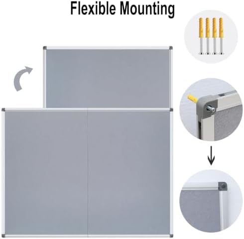DEVELOP 48x36 Inch Large Gray Felt Bulletin Board, Wall Mounting Pin Memo Notice Cork Board with Silver Aluminium Frame for Office, Home, and Classroom, Includes 10 Push Pins - Image 3