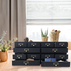 4-Pack Wooden Storage Box with 3 Drawers, Vintage Desktop Organizer Apothecary Cabinet Stackable Drawers with Label Holders for Herb Storage, Tea Collection, Stationery - Image 2