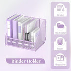 SUPEASY Desk Organizers Metal Desk Magazine File Holder with 5 Vertical Compartments Rack File Organizer for Office Desktop, Classroom, Home Workspace, Purple Plus - Image 6