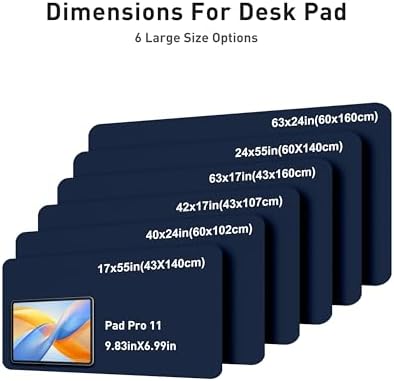 Aothia Faux Leather Desk Mat - Large Mouse Pad, Non-Slip PU Leather Blotter, Waterproof Writing Surface for Office and Home (Dark Blue, 63" x 17") - Image 5