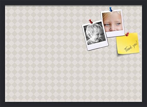 PinPix 27x19 inch Cork Bulletin Board. This Decorative Framed Pin Board Comes with Diamond Pattern in Shades of Grey Design and Satin Black. Ideal for Home, Office Decor or School (PinPix-373) by PinPixBulletinBoards