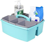 Storex Large Classroom Craft Caddy with Cups, 13 x 11 x 6.575 Inches, Teal, Case of 2 (00984A02C) - Image 6