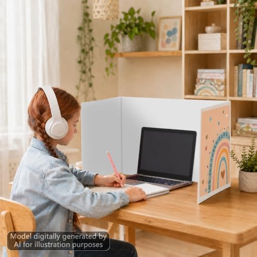 24 PCS Bulk Privacy Shields for Student Desk Motivational Words Desk Privacy Shield Rainbow Testing Dividers Boho Study Boards Panel Partition Folders for Back to School Classroom Teacher Supplies - Image 6