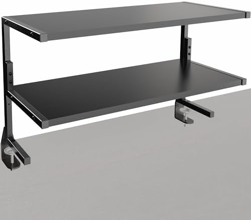 VIVO Black Clamp-on 30 inch 2-Tier Desk Shelf, STAND-SHELF30C by VIVO
