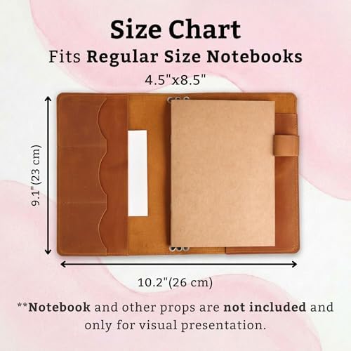 Refillable Leather Notebook Cover Regular Size – Traveler’s Journal Cover with 3 Elastic Bands, Card Slots, Pen Holder & Interior Pockets, Fits 4.5" x 8.5" Notebooks (Paper Not Included), Warm Brown - Image 2
