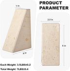 Karibiber Marble Bookends for Heavy Books, Decorative Book Ends for Shelves, Beige Stone Durable and Heavy-Duty Book Ends for Hardback Books & CDS, Unique Book Stopper & Holder, Set of 2 - Image 4