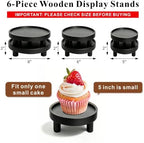 6 PCS 5/6/8 Inch Wooden Risers for Display Wood Pedestal Stand (Black) - Image 2