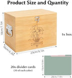 Bamboo Greeting Card Organizer Box with 20 Dividers, Card Box with Floral Laser Engraving & Metal Clasp, Storage for Birthday Christmas Wedding Graduation Valentine Thanksgiving Cards - Image 2