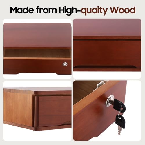 Desktop Storage Box,Desk Organizer Drawer,Desktop Organizer,Office Supplies Drawer Organization with Lockable Drawer for Office Supplies,School Supplies (1 Tier Walnut Color) - Image 4