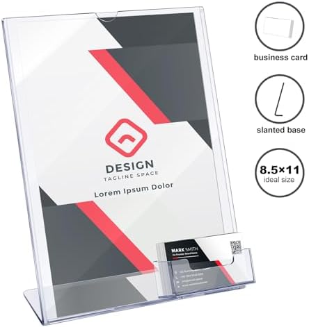 Geyee 12 Pcs 8.5 x 11 Acrylic Sign Holder with Business Card Holder - Image 4