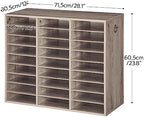 HOOBRO Literature Organizer, 27 Compartments Wooden Mail Organizer, Countertop Literature Sorter with Adjustable Shelves for Home, Office, School, Student Mailbox for Classroom, Greige BG27WF01 - Image 3