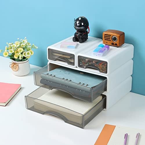 White Desktop Drawer Organizer Unit for Office Paper and Supplies - Image 2